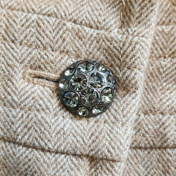 J. Crew Wool Tweed Tan Sparkly Button Fancy Blazer Jacket - Picture 4 of 9